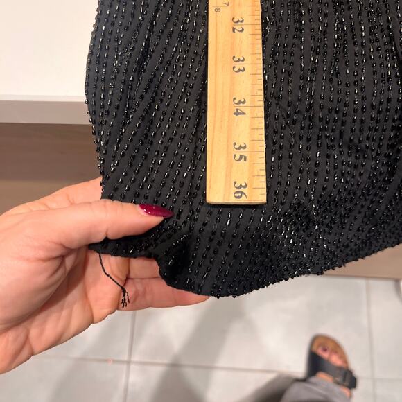 Diane von Furstenberg Black Sequin Drape Front Shift Dress Sz 6 - Picture 10 of 11